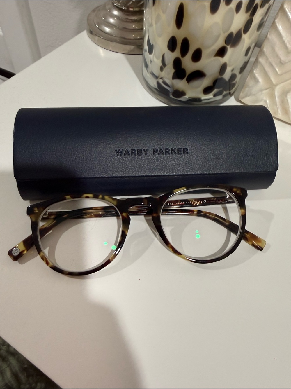 Warby Parker Tortoiseshell Round Optical Glasses with Navy Case